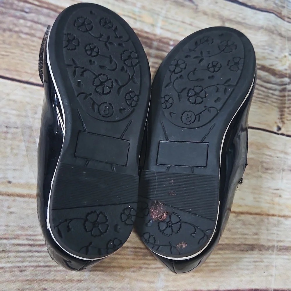 🔥Olive & Edie Bella Sparkle Black Patton Girl Dress‎ Shoes Size 8M